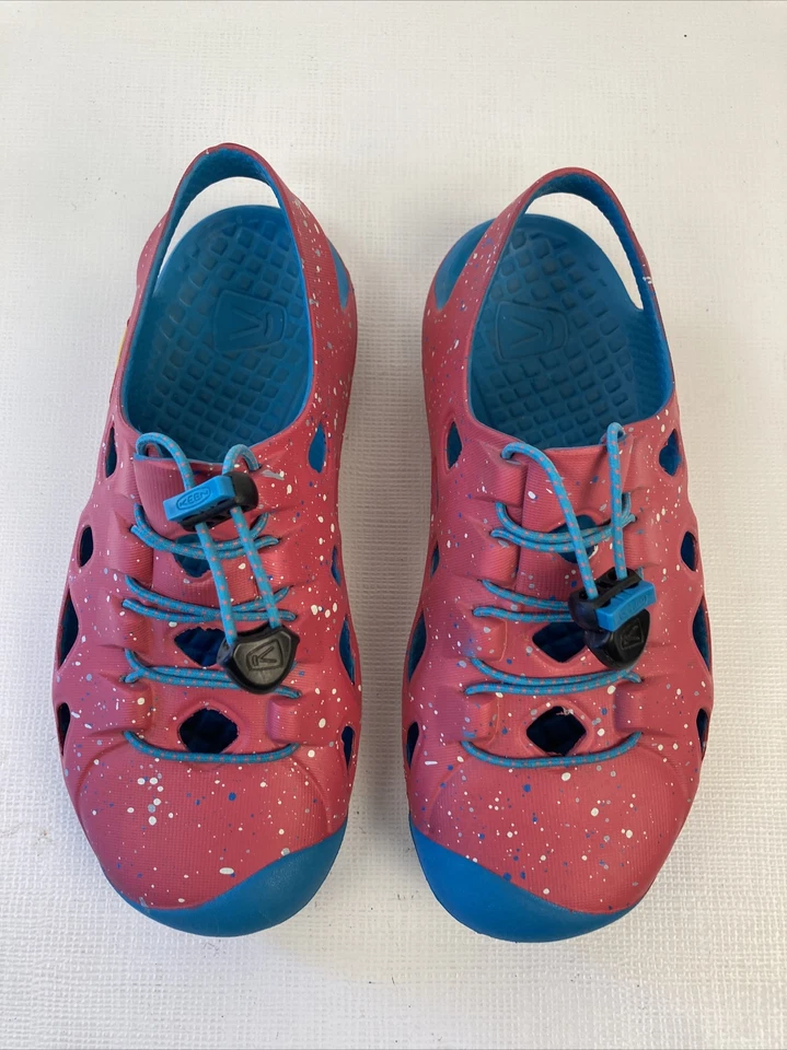 Keen Sandalias Punta Cerrada Zapatos Rosa/Azul Niñas Jóvenes Talla 3 Zapato Agua Salpicaduras Rio Foto 3 de 4