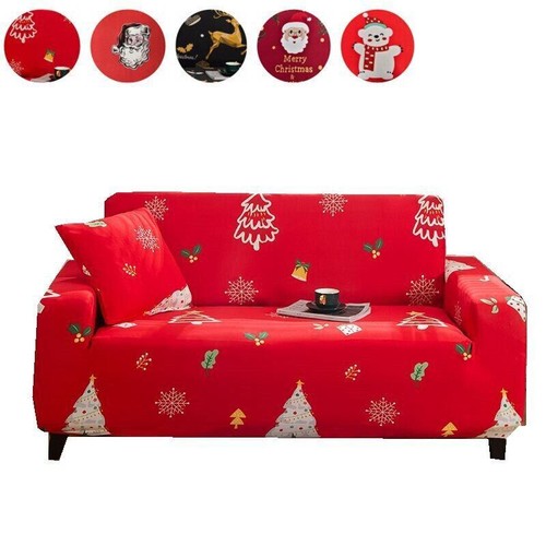 Christmas Elastic Sofa Cover 1/2/3/4 seats Armchair Cover Full Wrap Slipcovers - Afbeelding 1 van 17