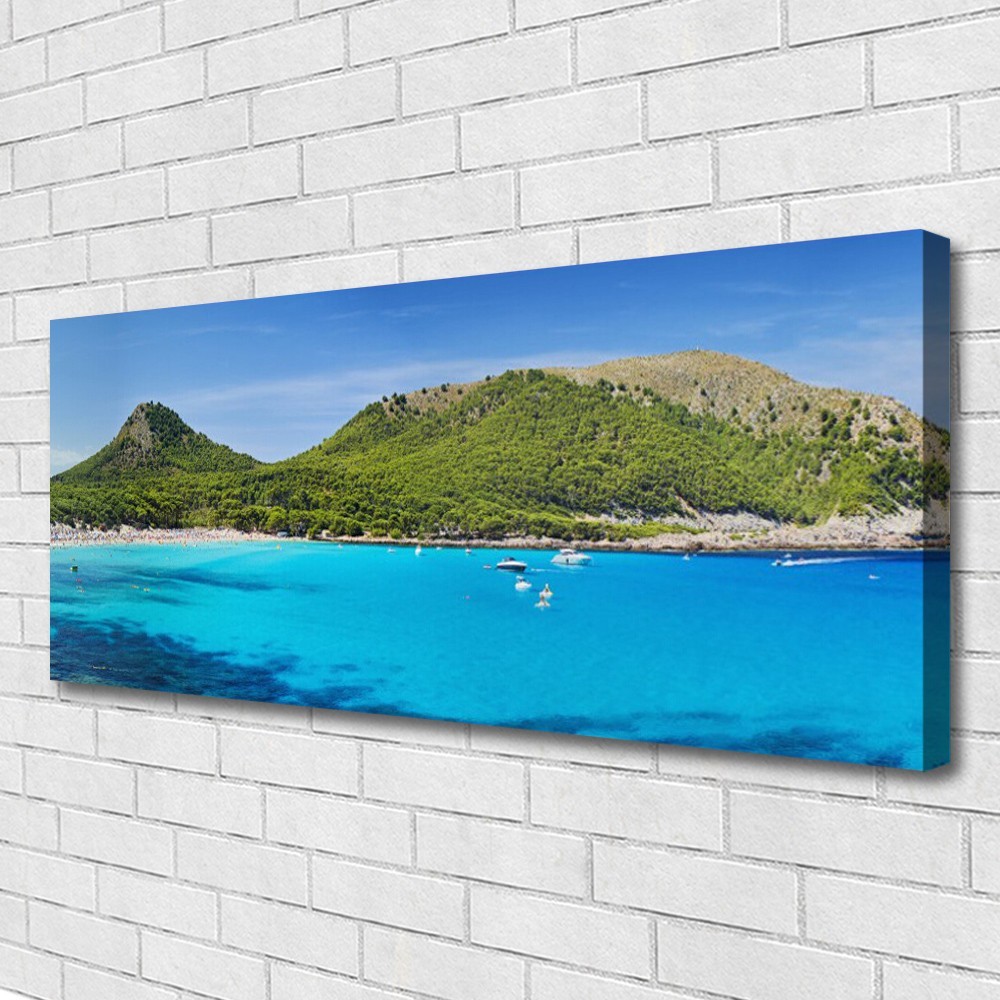 Impression sur toile 125x50 paysage montagne mer image tableaux muraux