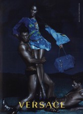 2013 Versace: Blue Purse Dress Vintage Print Ad