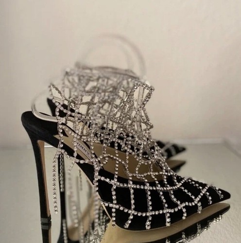 New JIMMY CHOO Scotty Suede Pumps With Crystal Chains 40 $3,850 - Picture 8 of 12