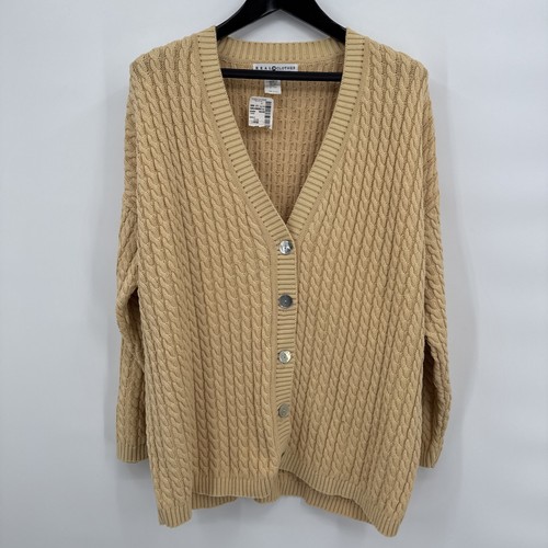 Real Clothes Saks Fifth Avenue Women’s Size L Cable Knit Cardigan 100% Cotton