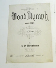 1918 Wood Nymph. Waltzes. By H. D. Hawthorne. Piano sheet music.