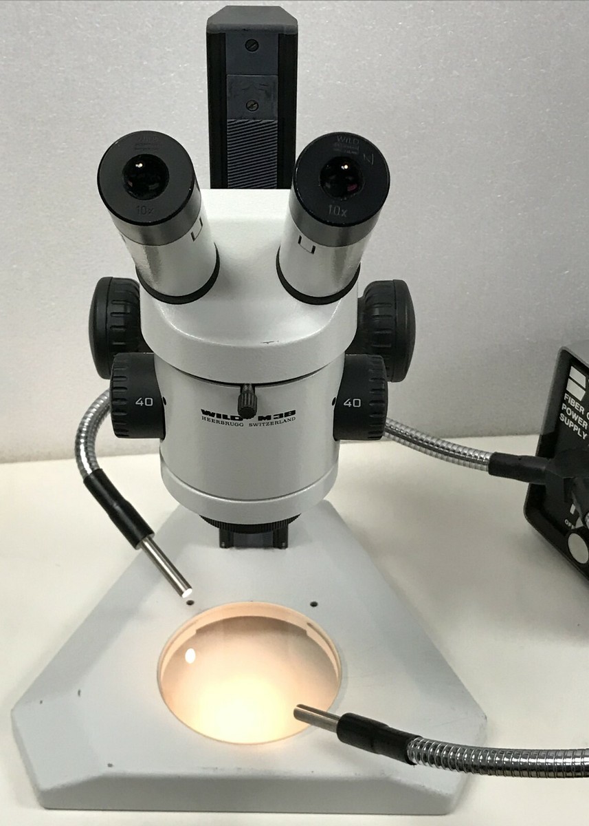 Wild M3B Stereo Microscope w/ DynaLite 150 Fiber Optic Light Source 4-mo  Wrnty