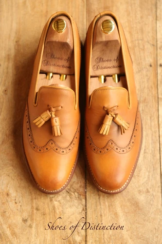 Grenson Tan Brown Leather Tasselled Brogue Loafers Shoes Men's UK 8 E US 9 EU 42