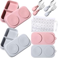 Uiifan 2 Pack Baby Suction Plate Set Silicone Suction Plate Baby with Lid Div...