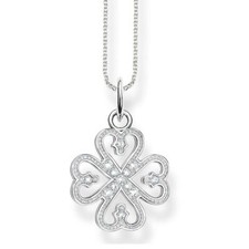 Image of Thomas Sabo Heart Clover Sterling Silver Necklace