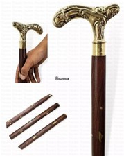 Designer/Derby/Victorian Handle Inlaid Wooden Walking Cane 37" For Father/Dad