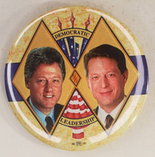 1996 President Bill Clinton Al Gore Democratic Leadership Jugate Pinback Button