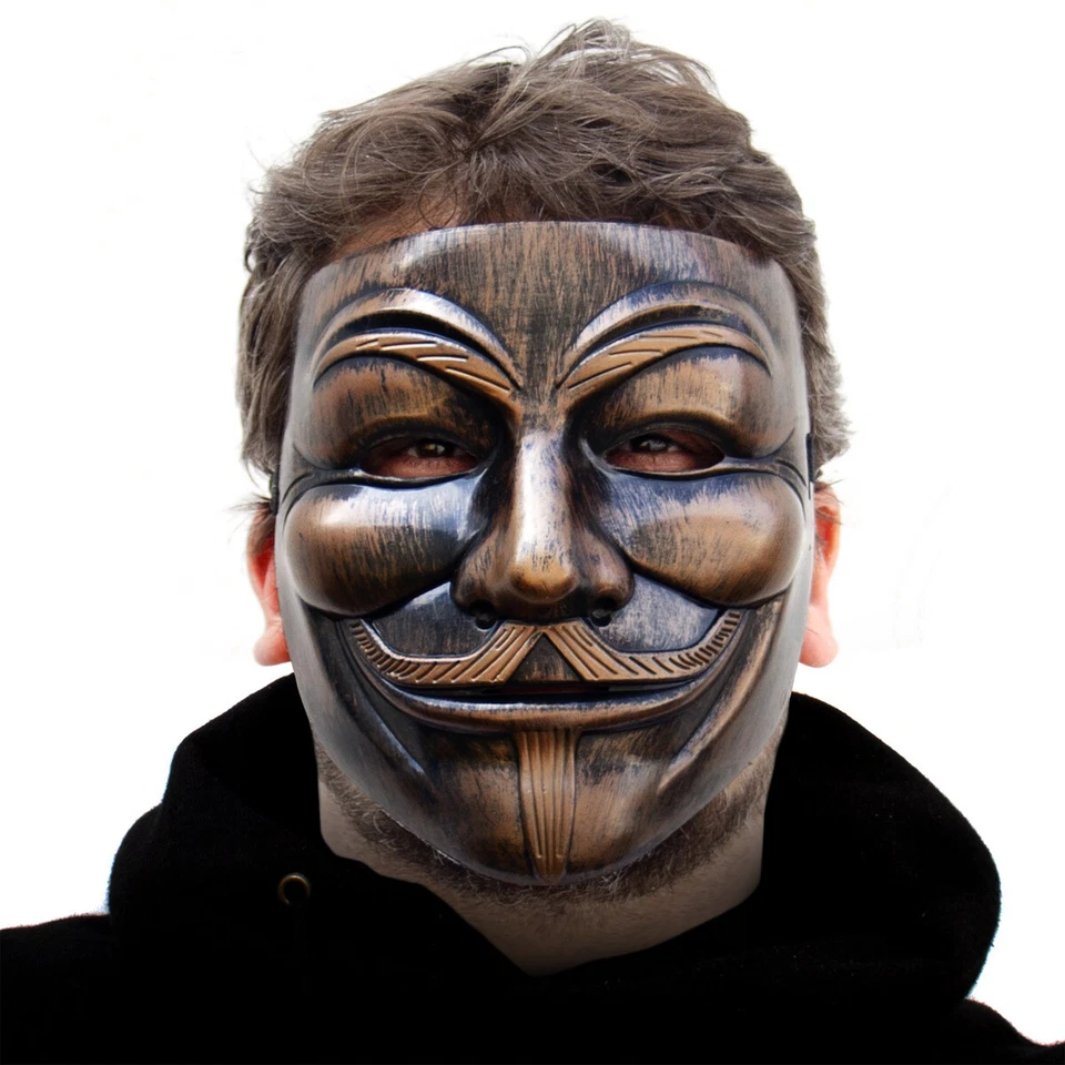Luxus Bronze-Gold V wie for Vendetta Maske - Guy Fawkes - Occupy Anonymous Mask - Bild 2 von 2