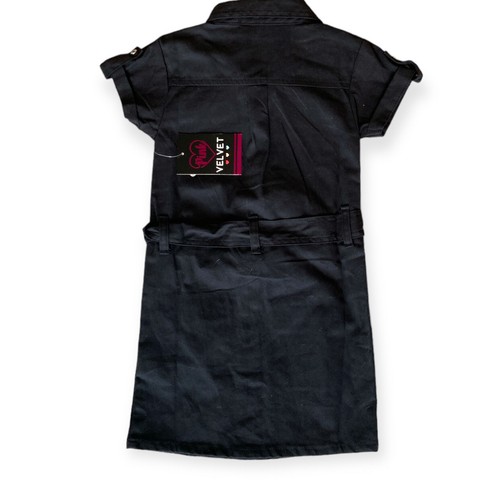 Girls 5/6 Black Shirt Dress 4 Pocket Collared Belted New NWT - Picture 2 of 2