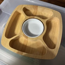 Wooden Serving Tray With Dip Bowl