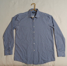 Nautica Mens Dress Shirt 16-16.5 34/35 Performance Slim Stretch blue/wht Logo