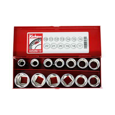 Koken 4252M-10 1/2''Sq. Drive Surface Socket Set 13 Pcs