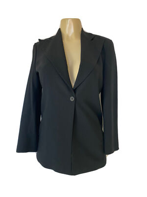 Emporio Armani Jacket Blazer Wool Women Black One Button Peak lapel 38 S