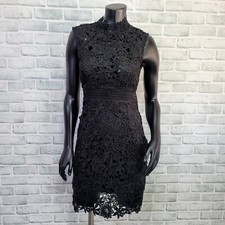 Bardot Womens 4 Paris Black Lace Sleeveless Mockneck Cocktail Dress
