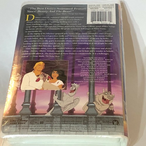 Walt Disney Masterpiece The Hunchback of Notre Dame VHS Tape New Sealed - Picture 5 of 6