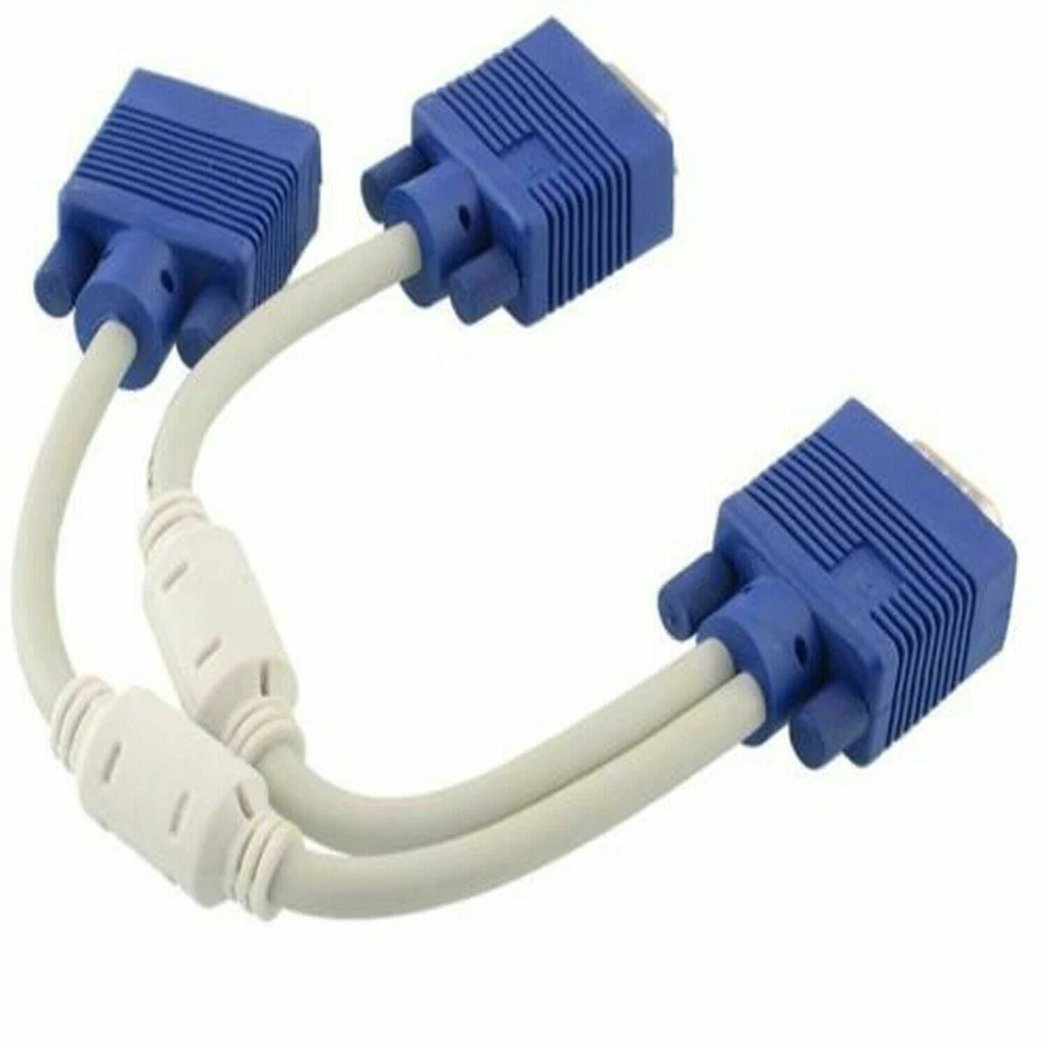 Adaptador divisor de cable de TV para monitor VGA macho a doble 2 VGA hembra Foto 3 de 3