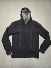 Zipper Jacket Men's Sz 27X19.5 Inch Black Knitted Hoody Winter Warm Casual Wear