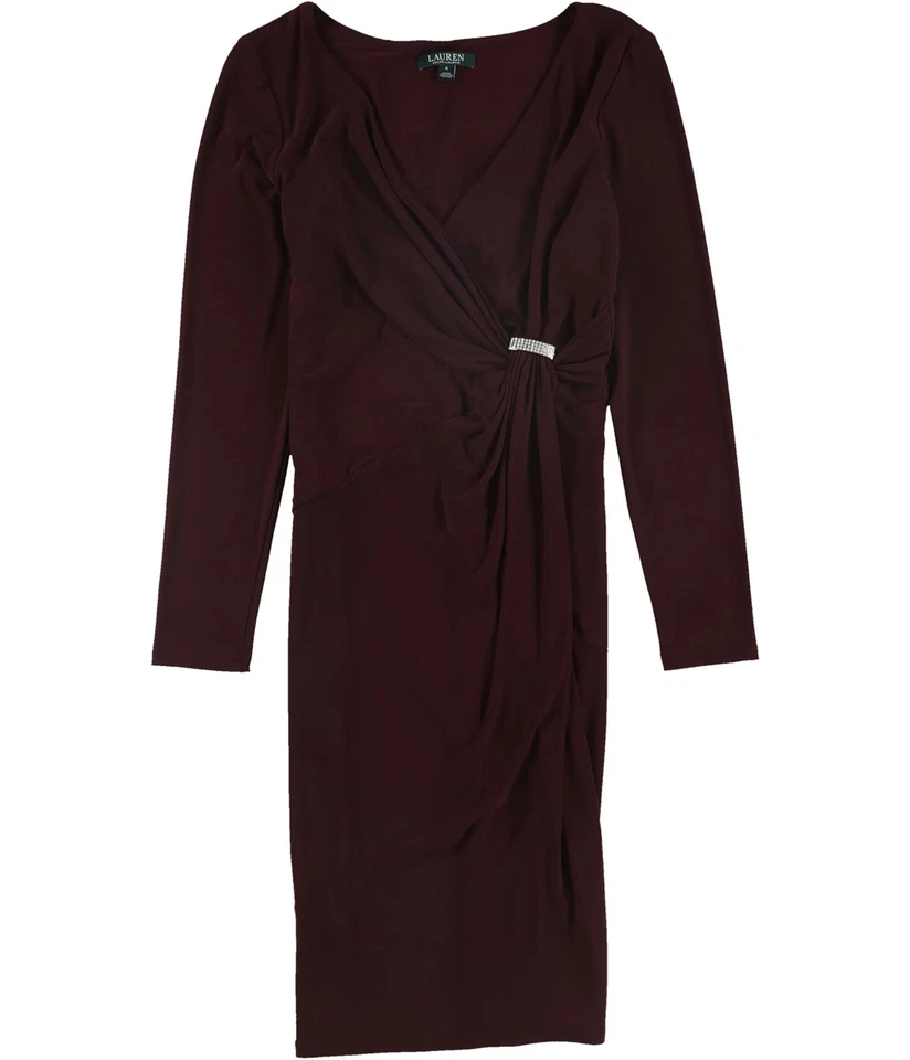 Vestido justo feminino Ralph Lauren Tranesha, vinho, 8