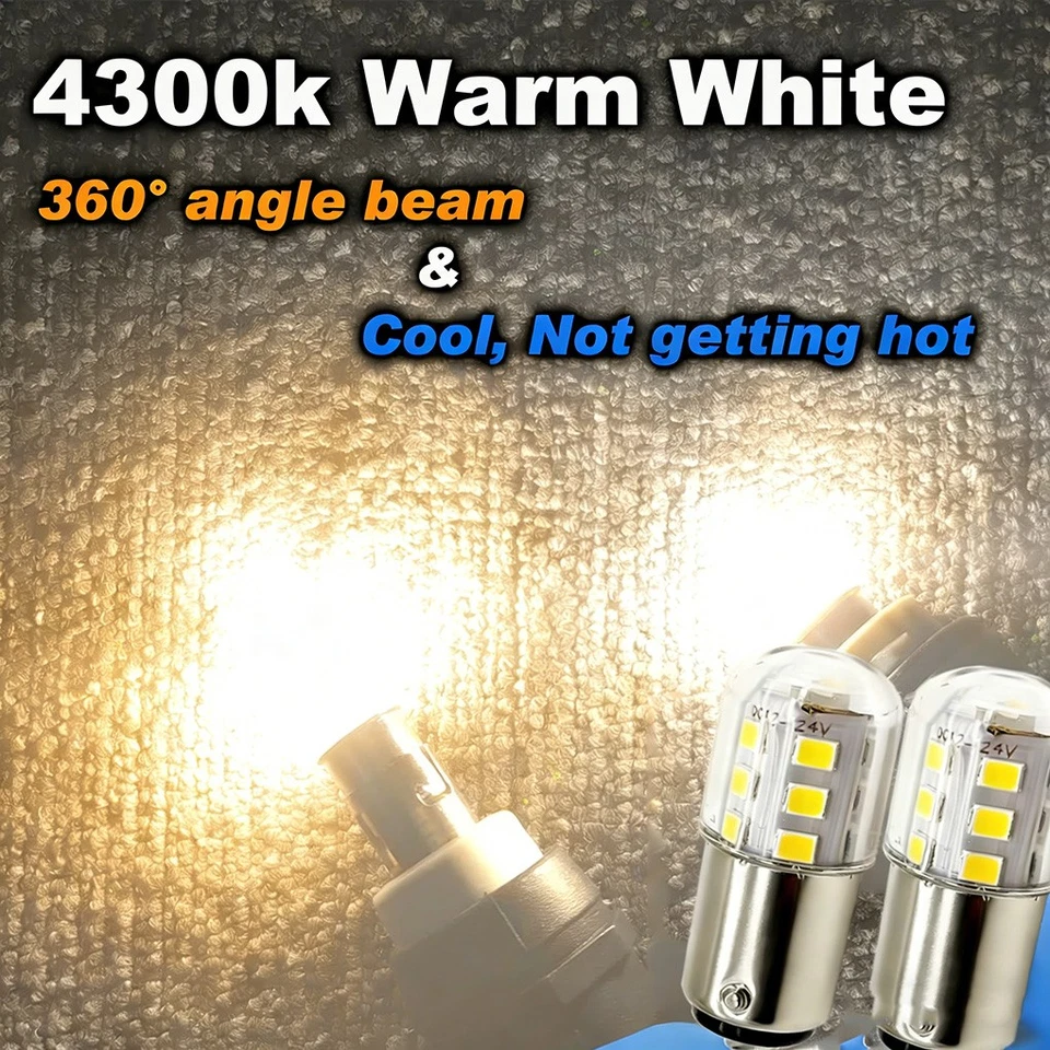 2Pcs 12v Warm White BA15D 21 SMD LED Bulb For Taxi Roof Sign Light Bulbs 209 - Image 2 of 4