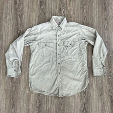 Vintage Sears Shirt Mens Large Beige Button Up Hercules Roebucks Work 50s Worn
