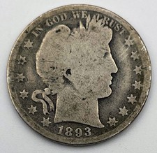 1893 Barber Half Dollar 50C 50 Cents Philadelphia Mint 90% Silver