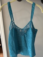 Vintage Victoria's Secret Teal Lace Floral Cropped Camisole Women's Size M