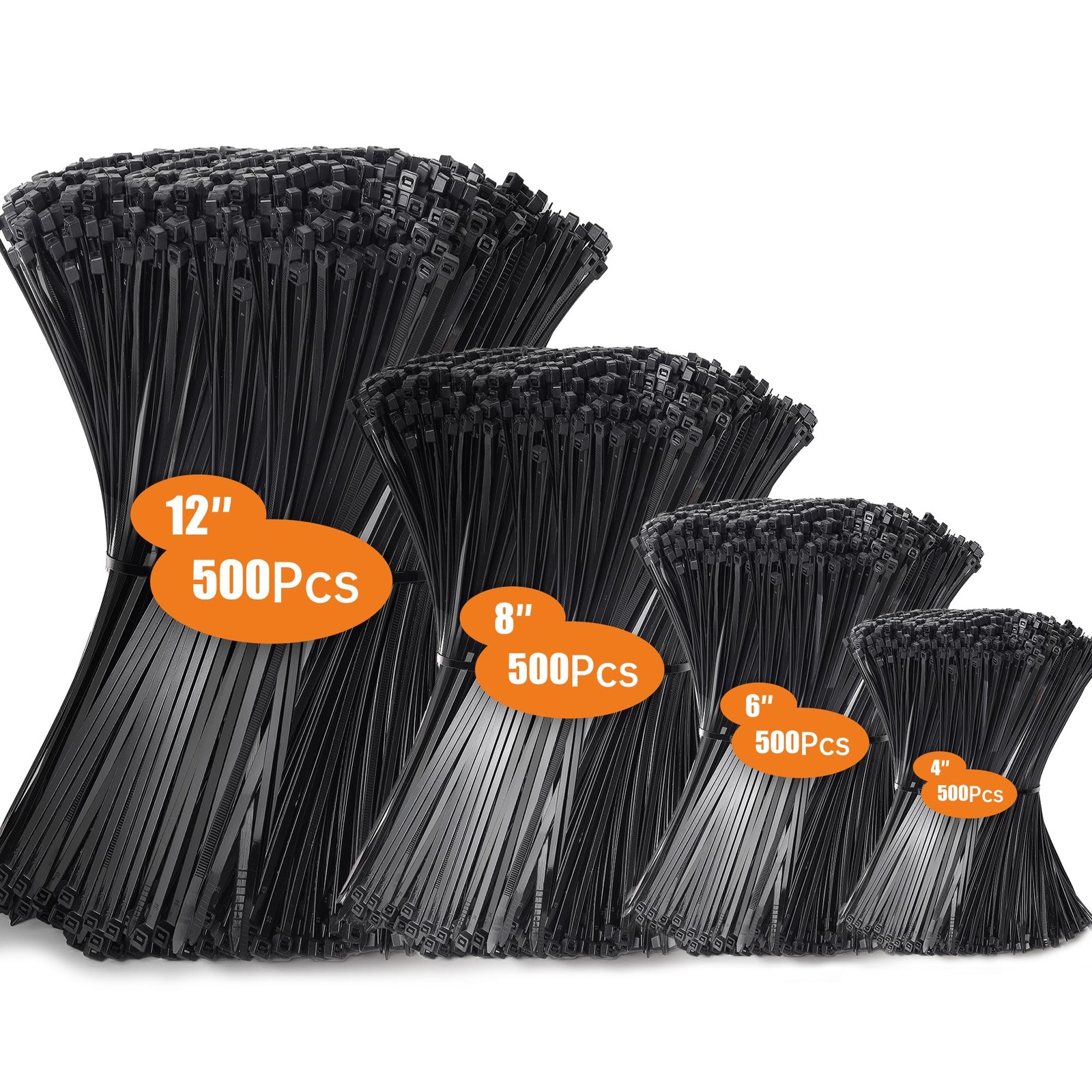 Set 2000 Fascette Cablaggio Nero Nylon 6.6 | Tenuta 18kg per Esterni