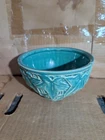 VINTAGE IVY TEAL UNMARKED MCCOY HANGING BASKET PLANTER ~1940s
