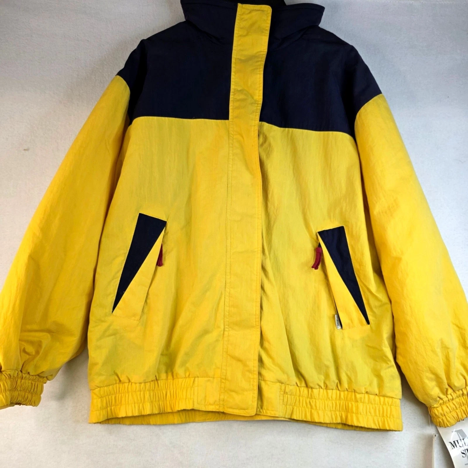 Vintage Mulberry Street Hooded Jacket M Yellow Colorblock Outdoor Retro Hip Hop