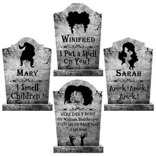 LimBridge Outdoor Halloween Decorations Tombstones: 4ct Large, Stone Grey
