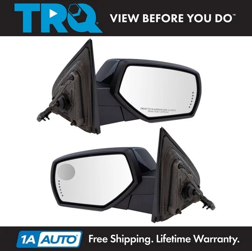 TRQ Mirror Power Fold Heated Memory Signal Puddle Smooth Set of 2 for GM Pickup