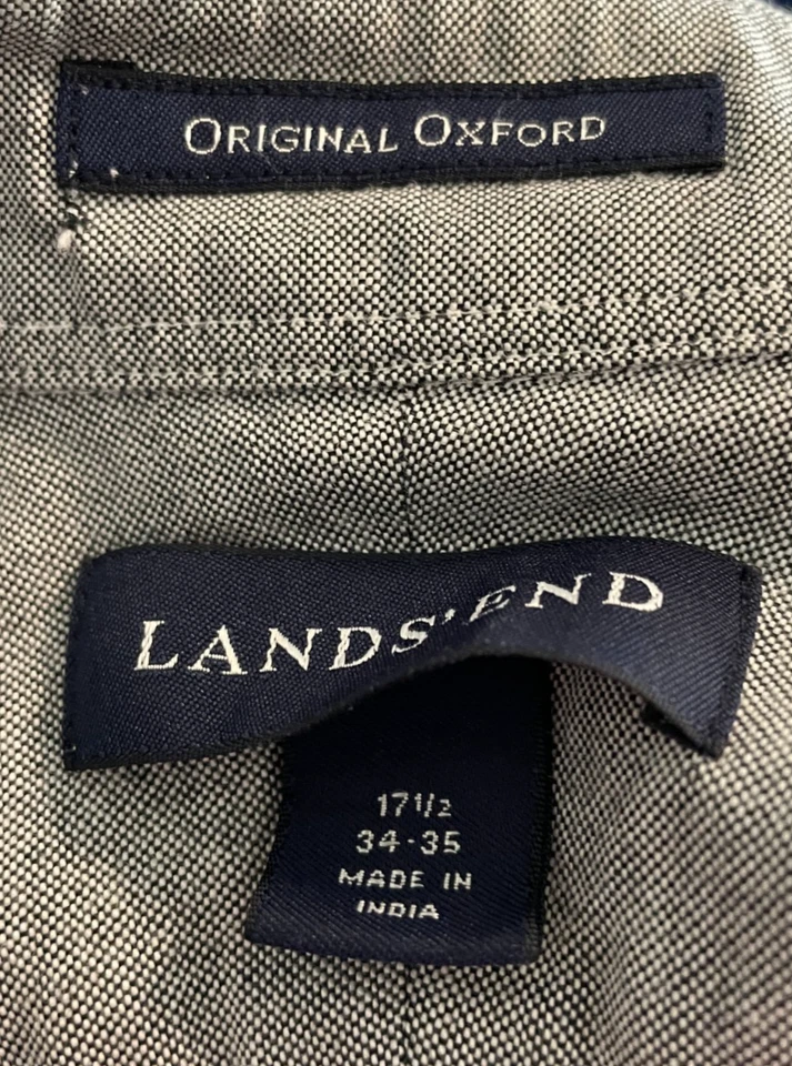 CAMISA DE VESTIR L.ANDS END para hombre con botones manga larga GRIS Oxford talla 17 1/2 x 34-35 Foto 4 de 4