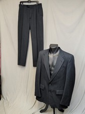 Vtg Christian Dior Monsieur Navy Pinstripe Suit 80s 2pc Power Suit 40L USA Union