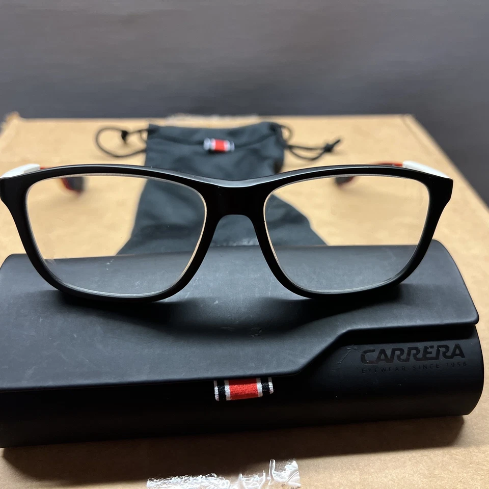 CARRERA Fibra de Carbono Borde Completo Negro Rojo Blanco Acento Anteojos Tornillo Titanio Foto 2 de 4