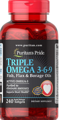Puritan's Pride Double Strength Omega-3 Fish Oil 1200 mg - 240 Softgels