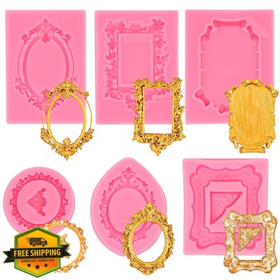 6pc Silicone Vintage Frame Molds for Chocolate, Candy Making