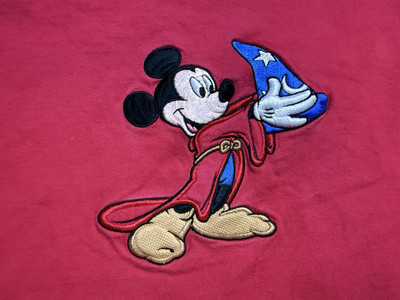 Vintage Disney Shirt Mens One Size Red Mickey Mouse Sorcerer