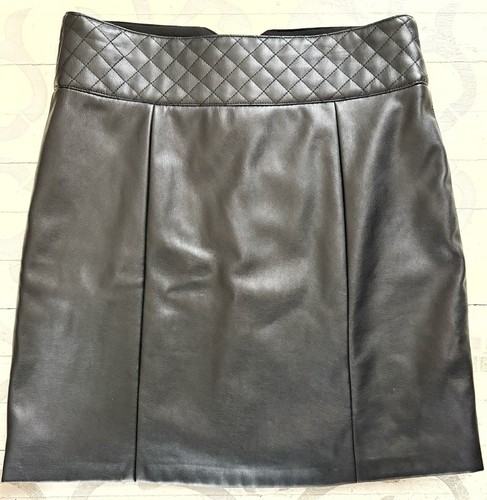 Carmen Marc Valvo Skirt Women's Size 4 Black Quilted Faux Leather Mini Biker - Picture 5 of 5