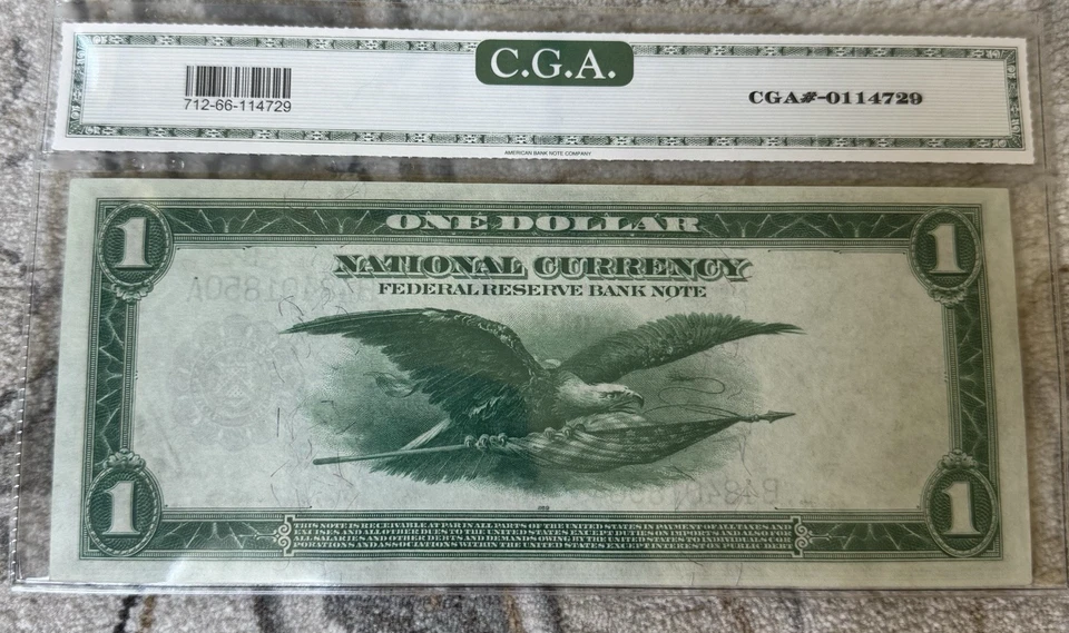 Fr 712 1918 $1 FRBN New York C.G.A. Gem Uncirculated 66 One Of The Finest - Image 3 of 4