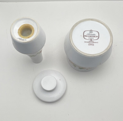 Noritake Progression Homecoming Salt & Pepper Shakers Set China White Multicolor