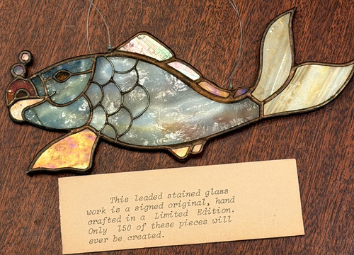 Stunning Koi Stained Glass Window Suncatcher Wall Hanging Artist Signed 2/150