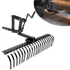 1 Point Adjustable Hitch Lift + 60'' Landscape Rake For Tractor Soil Garden Lawn