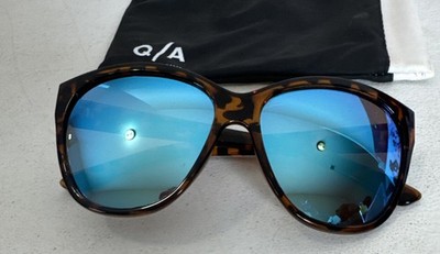 Quay Australia ''About Last Night'' Sunglasses Tortoise Shell Rare Blue Mirrored