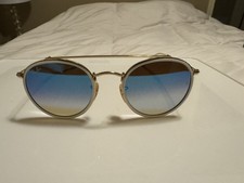 Ray-Ban Round Double Bridge RB3647N Gold Blue Flash Mirror Lens 51-22 Sunglasses