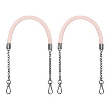 2pcs 62cm/24.4" PU Leather Braided Purse Strap Light Pink, Black Buckle 