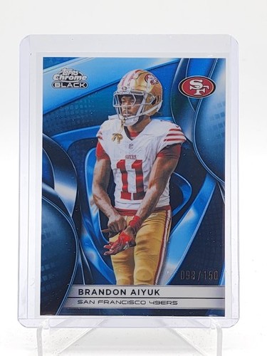 BRANDON AIYUK 2025 TOPPS CHROME BLACK BLUE REFRACTOR /150 #90 49ERS Q7485