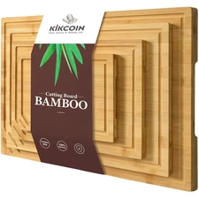 Kikcoin Cutting Board, 4 Pcs Extra Large Bamboo Cutting Boards for Kitchen, Wood
