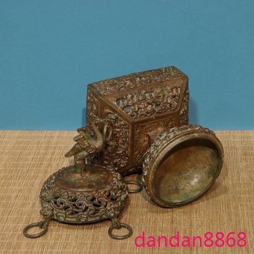 Statua incensiere bruciatore uccellino fengshui bronzo antico Cina 11,6" - Foto 7 di 9